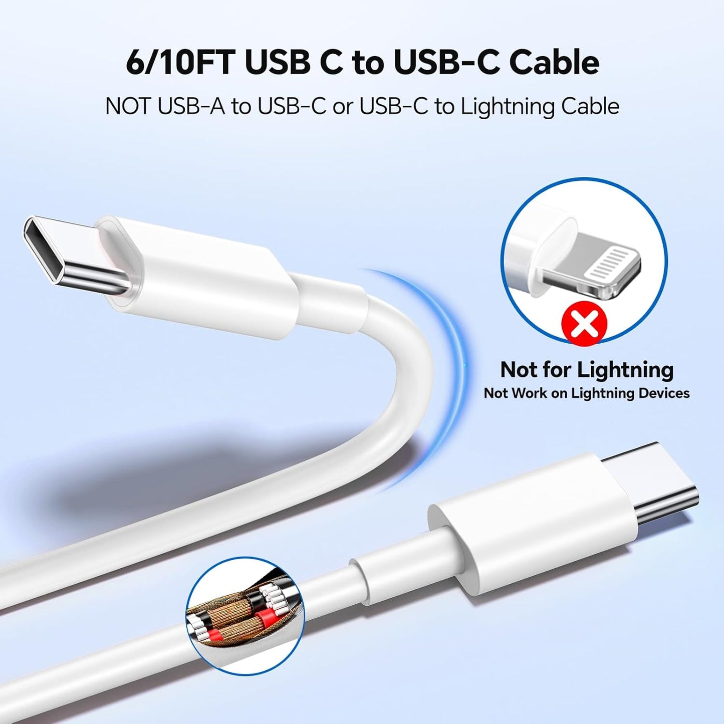Compatible with i Phone 16 15 17 Charger, 2Pack 20W Fast Charging Wall Charger Block Cubes with 6/10FT USB C to USB C Cable Compatible with i Phone 16/Plus/Pro Max/15/Plus/Pro Max/iPad Pro - White