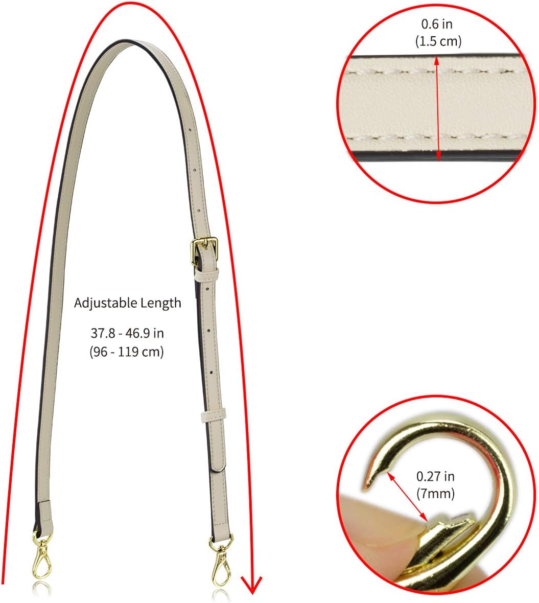 Allzedream Leather Purse Strap Replacement Crossbody Handbag Long Adjustable (White)