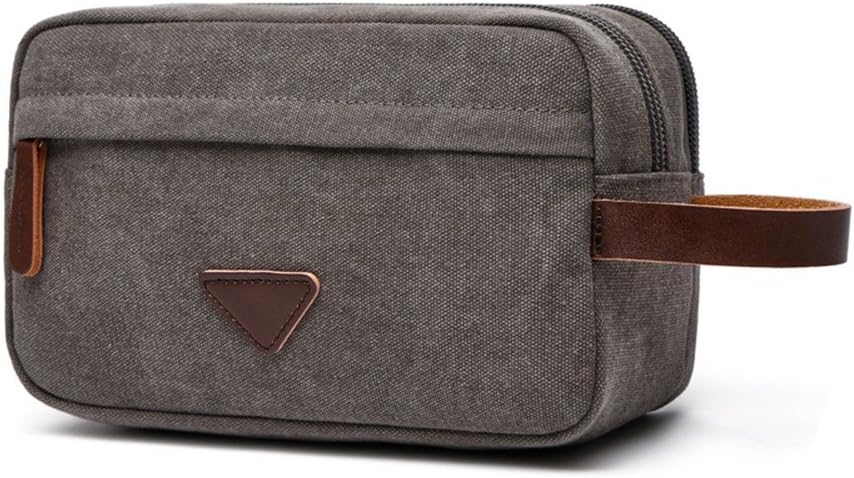 Tumecos Men’s Toiletry Bag Leather Waxed Canvas Shaving Dopp Kit Travel Accessories Organizer Bag