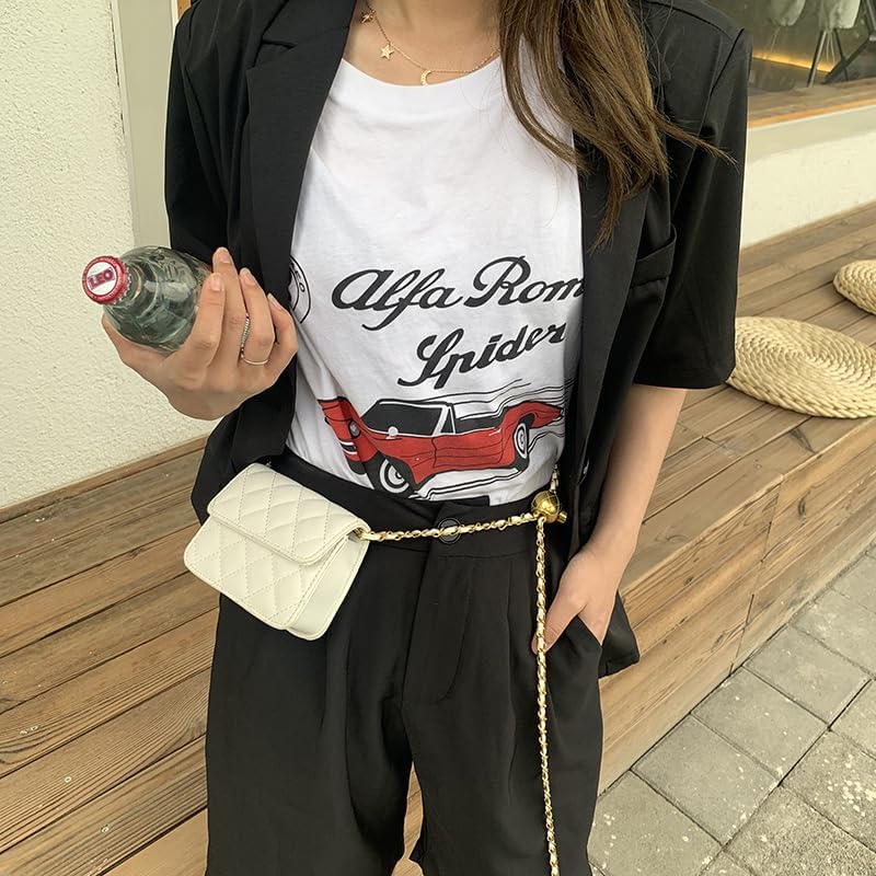 Waist Bag Mini Belt Bag for Women Mini Crossbody Bag Y2k Accessories Belt Purse for Women Fashionable (White,Large)