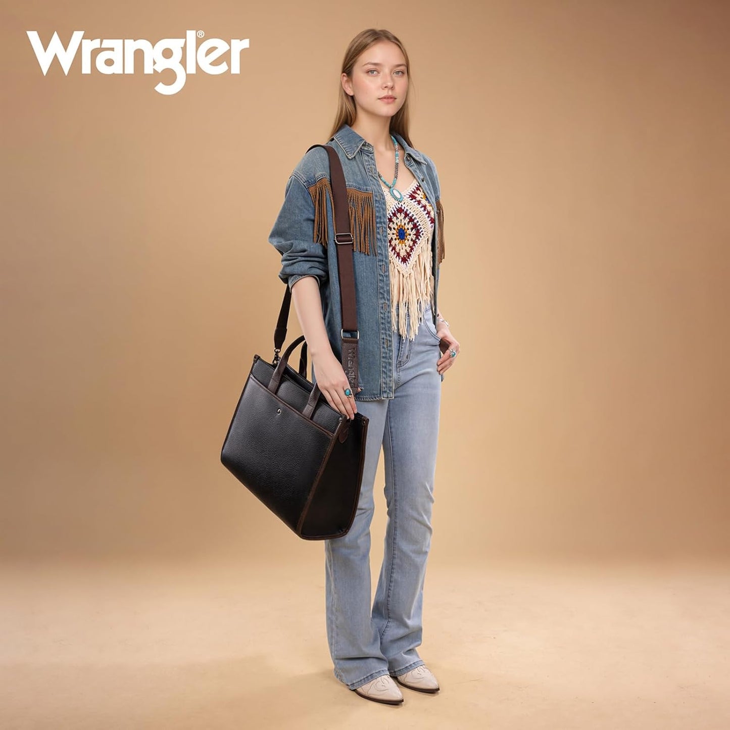 Wrangler Laptop Bag for Women 15.6 Inch Vintage Work Tote Bag for Business Briefcase Handbag with