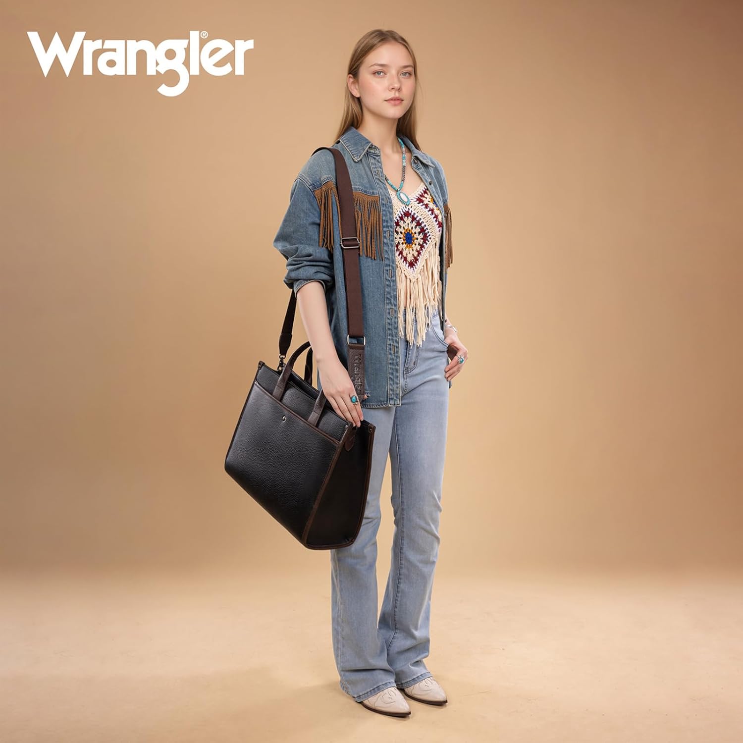 Wrangler Laptop Bag for Women 15.6 Inch Vintage Work Tote Bag for Business Briefcase Handbag with