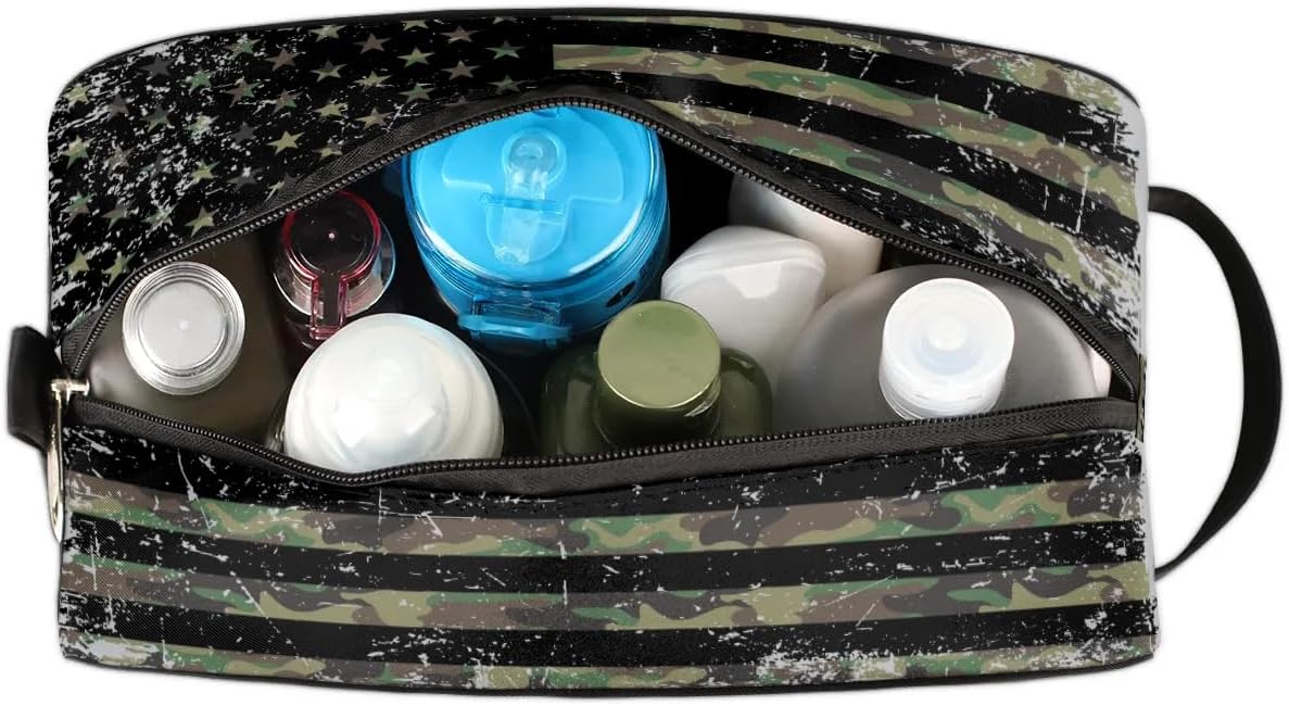 American Flag Travel Toiletry Bag Kit for Men Vintage USA 4th of July Cosmetic Makeup Bag for Boys Waterproof Shaving Bag Hanging Wash Bag Organizer for Toiletries Accessories