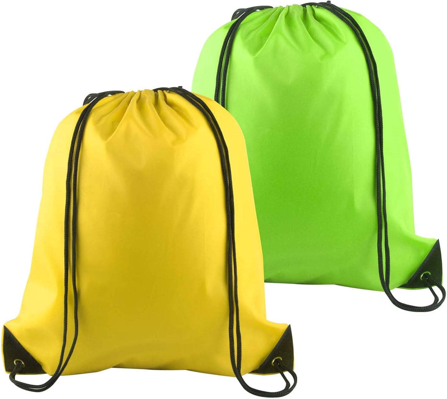 PLULON 2Pcs Drawstring Bags Bulk Drawstring Backpack Green Yellow String Backpack Cinch Sack Sport Gym Backpack Bags for Yoga Traveling Outdoor Sports