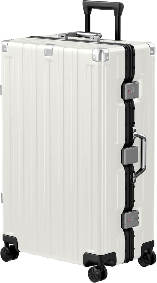 Krute Luggage 28 Inch Aluminum Frame Luggages TSA Lock No Zipper Checked Suitcase with Spinner Wheels Hard Shell Lightweight PC+ABS Large Suit Case