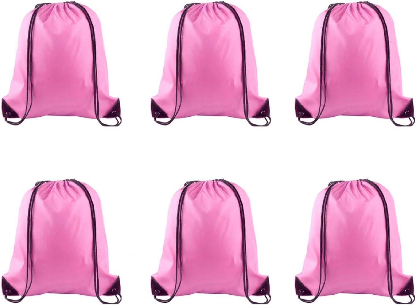 PLULON 6 Pcs Drawstring Bags Bulk Pink Drawstring Backpack String Backpack Cinch Sack Sport Gym Backpack Bags for Yoga Traveling Outdoor Sports