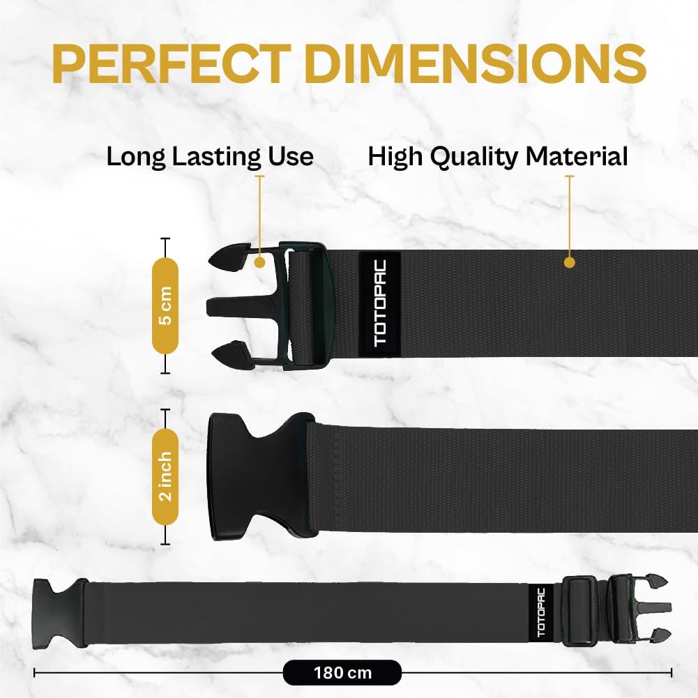 4 Pack Luggage Straps, Adjustable Suitcase Belts 72" x 2" with Quick Release Buckle, Durable Travel Accessories for Secure Luggage and Easy Identification (Black)
