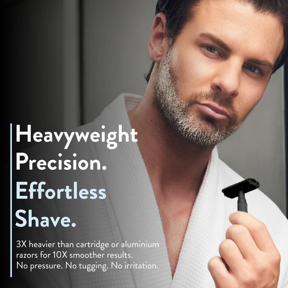 Rockwell Razors 6S Black Stainless Steel Safety Razor. Adjustable Single Blade Razor With 6 Shave Settings and 5 Recyclable Blades. Custom Shaves For Men and Women. Reduces Razor Burn and Irritation.