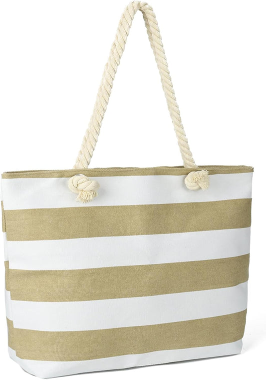 LAVTUG Beach Bags for Women, Large Canvas Beach Tote Bag Waterproof Sandproof Beach Bags Swim Pool Bag Travel Essentials