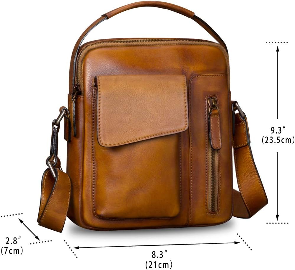 Genuine Leather Purses and Shoulder Bag for Men Vintage Real Leather Messenger Bag Handbag Crossbody Satchel Purse Strap