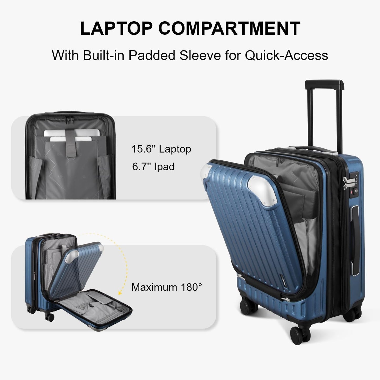 LEVEL8 Grace Carry on Luggage Airline Approved, 20 Inch Expandable Hard Sided Luggages with Spinner