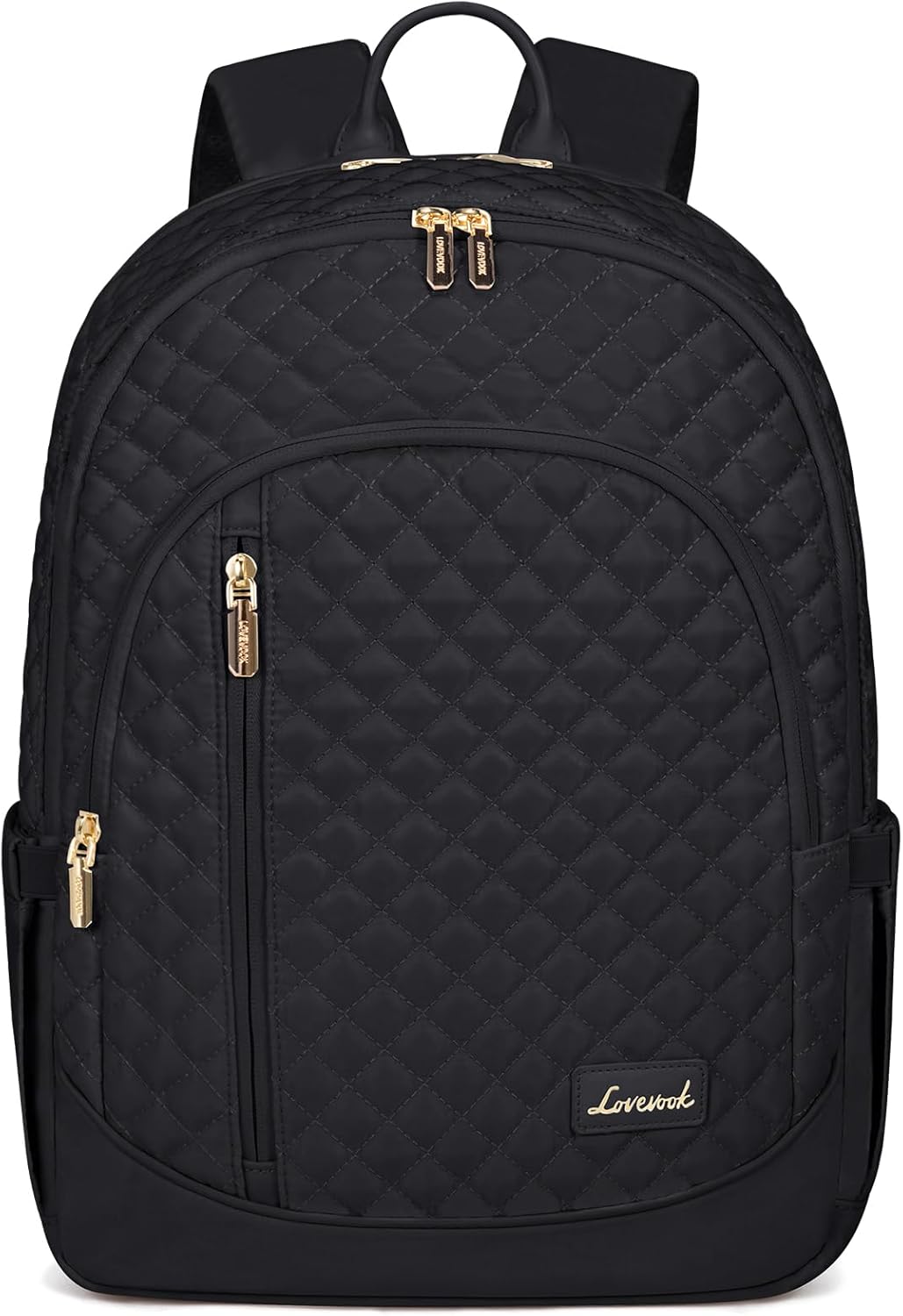 LOVEVOOK Travel Backpack for Women,17 Inch Laptop Work Business College Backpack Purse,Large Capacity Anti Theft Nurse Computer Bag,Lightweight Quilted Travel Backpacks for Weekender,Black