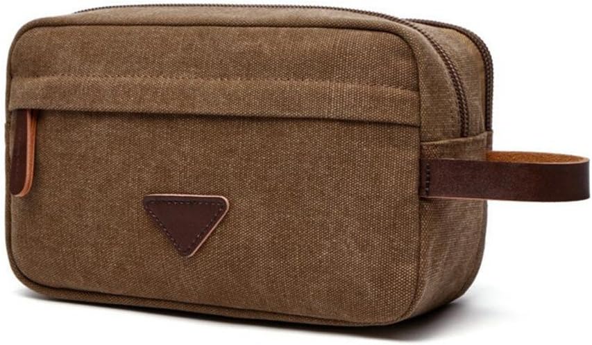 Tumecos Men’s Toiletry Bag Leather Waxed Canvas Shaving Dopp Kit Travel Accessories Organizer Bag