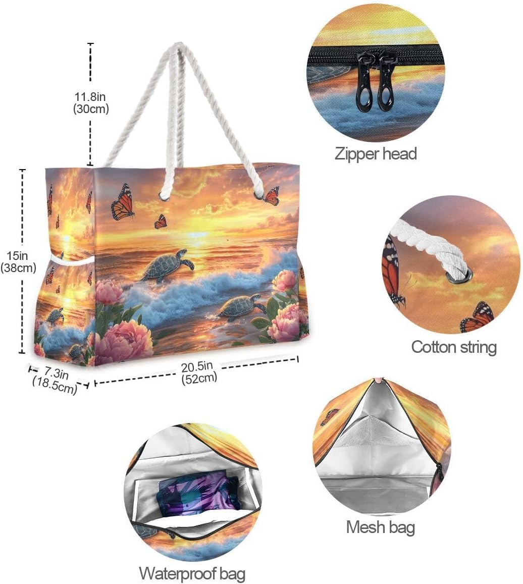senya Large Beach Bags Totes Canvas Tote Shoulder Bag Soft Wave Water Resistant Bags for Gym Travel