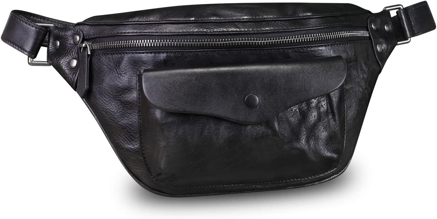 Genuine Leather Fanny Pack for Women and Men Vintage Real Leather Sling Bag Crossbody Bag Fashion Waist Bag Chest Purse
