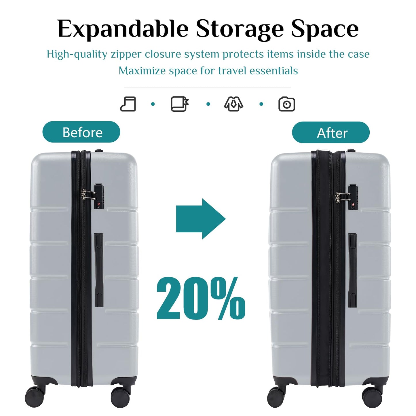 OLIXIS 20 Inch Carry-On Luggage, Hardside Suitcase with Spinner Wheels, Lightweight ABS Hard Shell