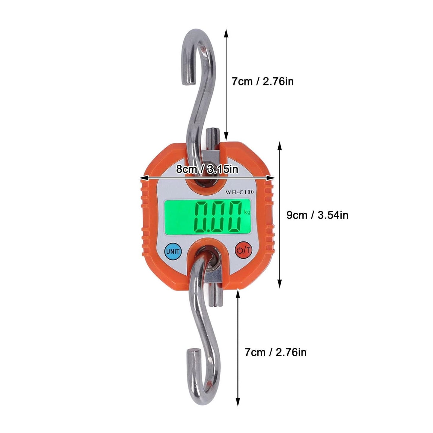 Hanging Scale LCD Digital Display 150KG Range Weighing Tool for Warehouse Luggage (Orange)