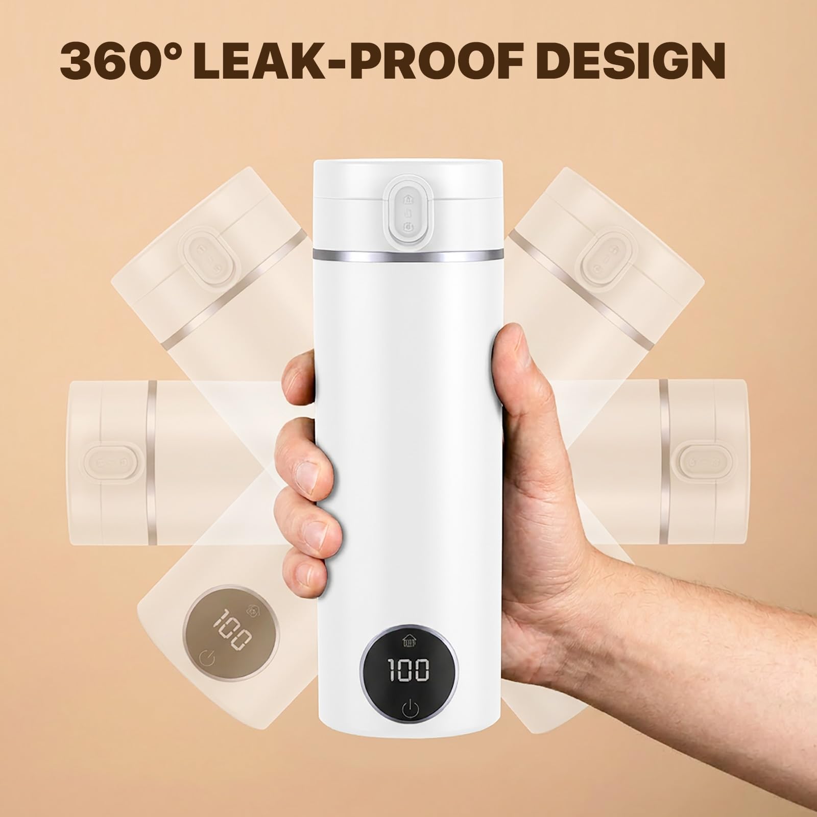 Portable Travel Electric Tea Kettle,6 Preset Temp Plug-in Keep Warm,15 OZ Small Hot Water