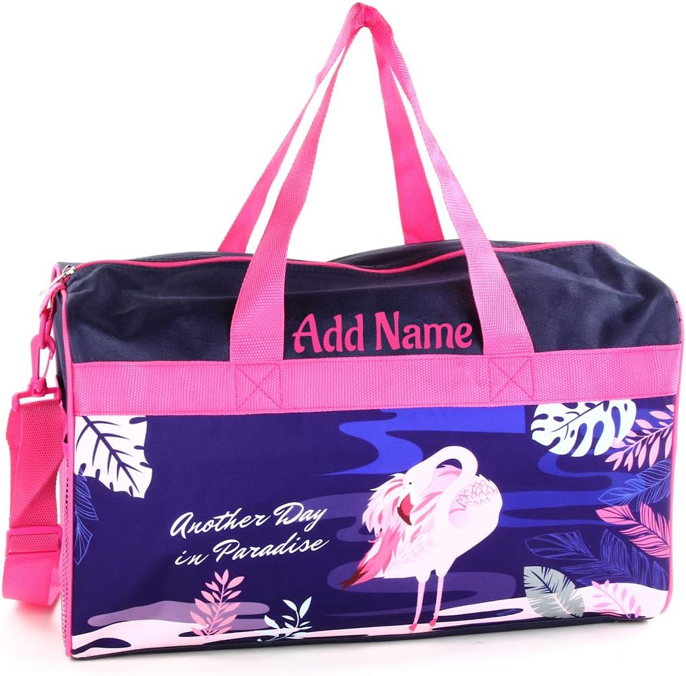 Personalized Kids 18 Inch Duffel Bag for Sports, Travel and Sleepover - Flamingo