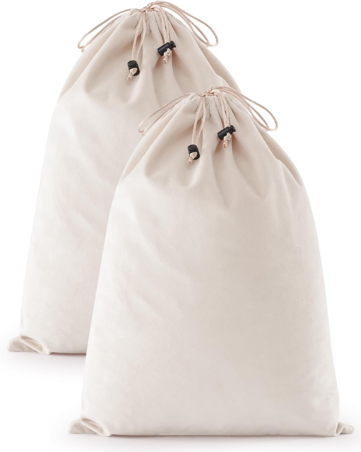 FantasyLife Shoe Bags for Travel, 2 PCS Washable Dust Bags for Storage & Packing, Flannel Shoe Pouch with Drawstring Closure for Purses, Handbags, Shoes & Toys (Beige)