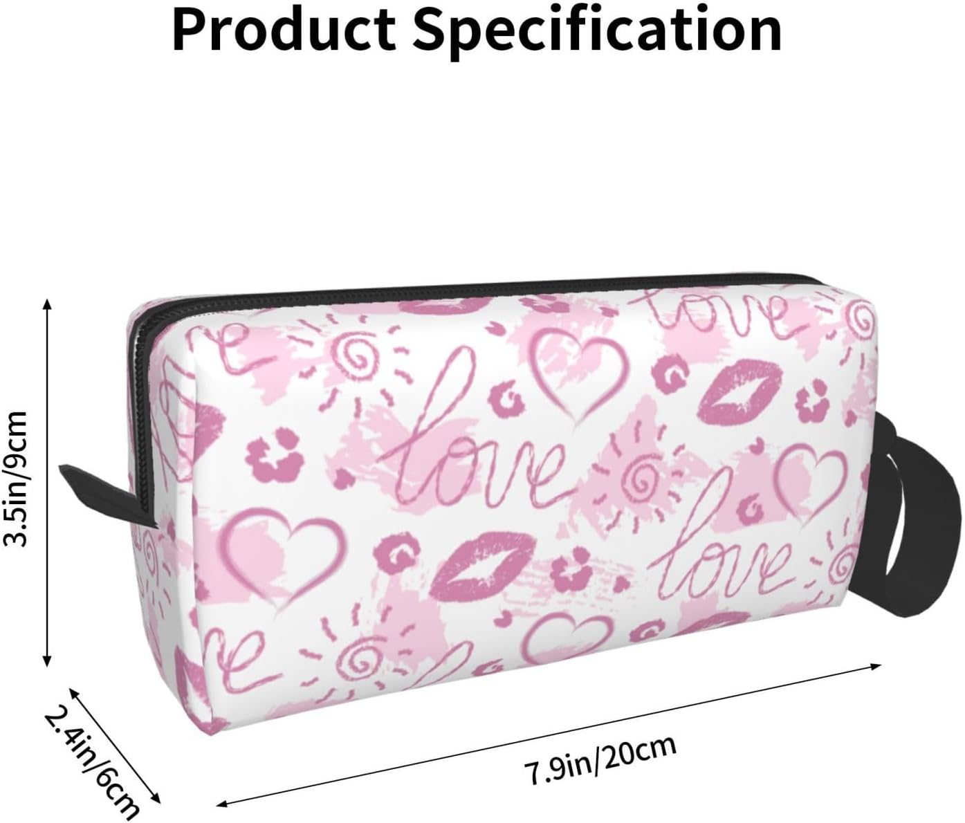 Love Notes Heart Lips & Sunshine Makeup Bag Small Compact & Durable Travel Cosmetic Bag Organizer Oxford Fabric Impact-Resistant Multi-Purpose Storage Perfect for Travel, Gym, Daily Use
