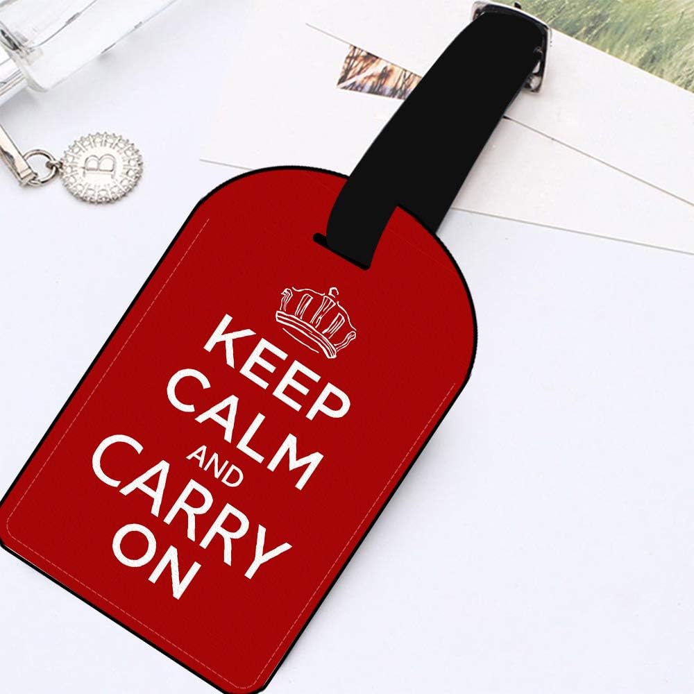 Keep Calm and Carry On Luggage Tags Red Quote Slogan Leather Travel Bag Labels Suitcase Carry-On ID Card