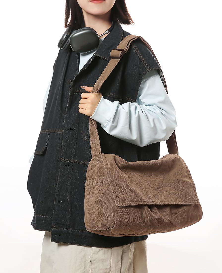 Collsants Messenger Bag for Women Men Satchel Bag Canvas Crossbody Shoulder Bag Casual Sling Bag