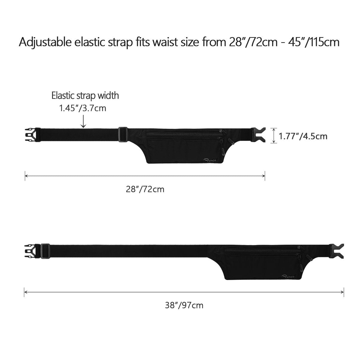 Ryaco Money Belt for Travel, Slim Passport Holder with RFID Blocking Hidden Wallet Travel Pouch