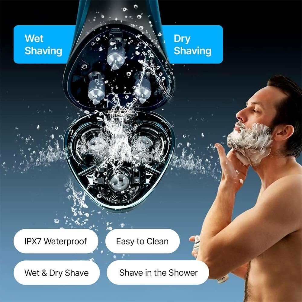 Electric Razor 4d Rotary, Ipx7 Waterproof, 2025 New Rechargeable Facial Electric Razor for Men, Wet & Dry Shaving (1 Set)