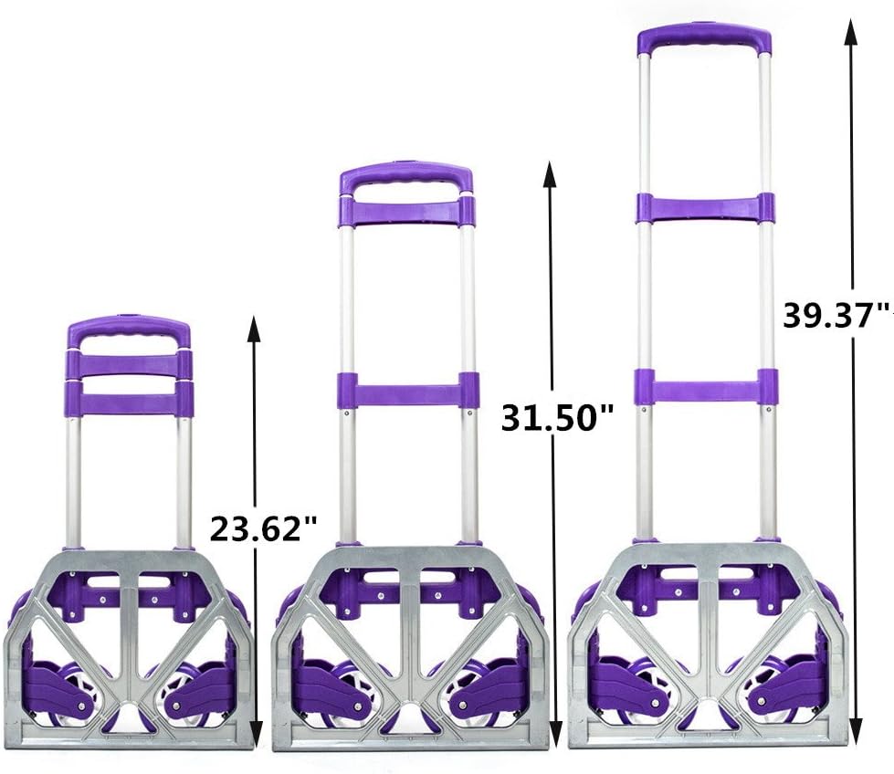 FCH Folding Hand Truck Aluminum Portable Folding Hand Cart 165lbs Capacity Handy Dolly Cart Ideal for Home, Auto, Office,Travel Use,Purple