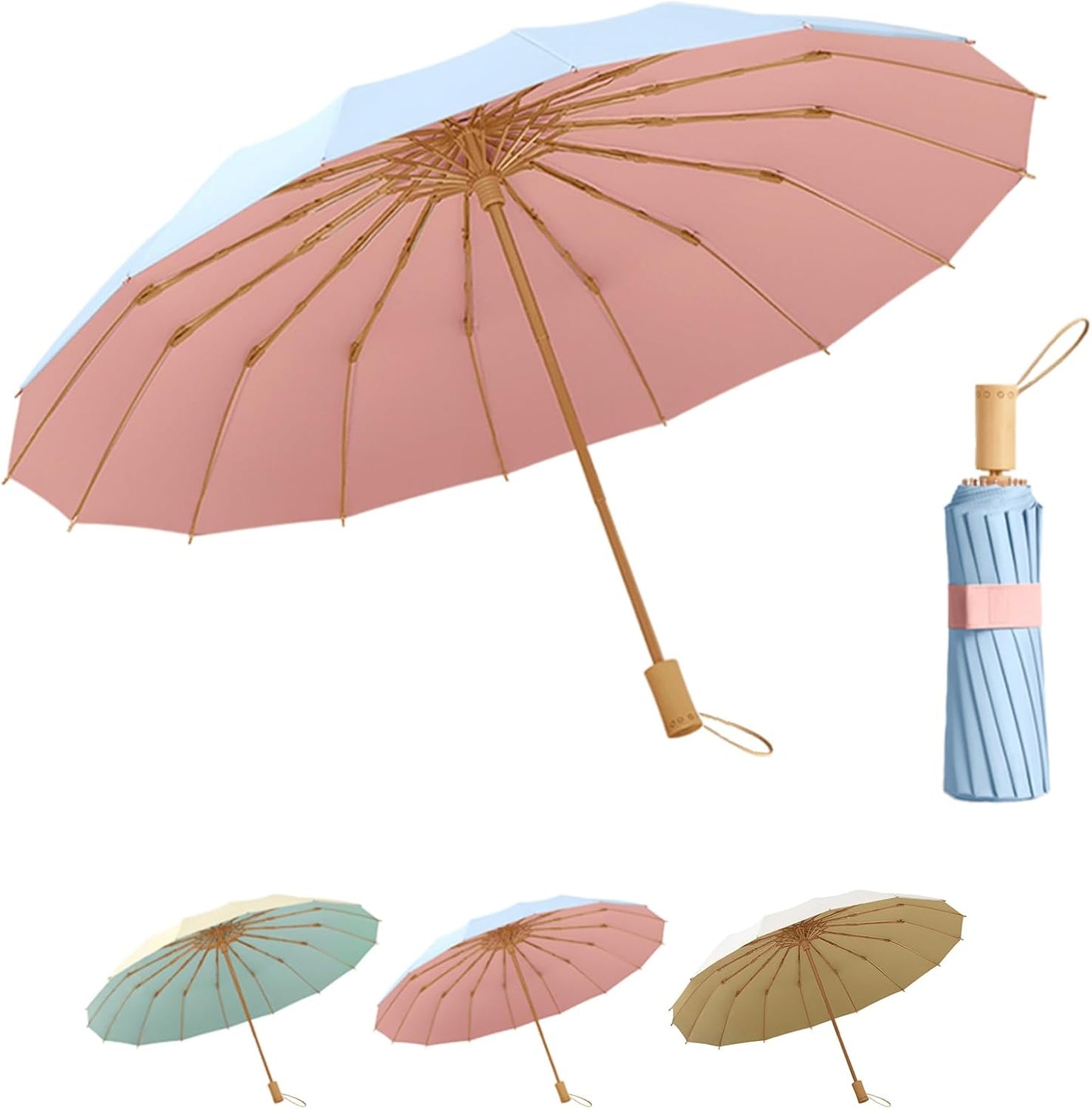 Compact Folding Umbrella for Women – Windproof Sun & Rain Umbrella with UV Protection, Lightweight Travel Parasol for Students & Professionals