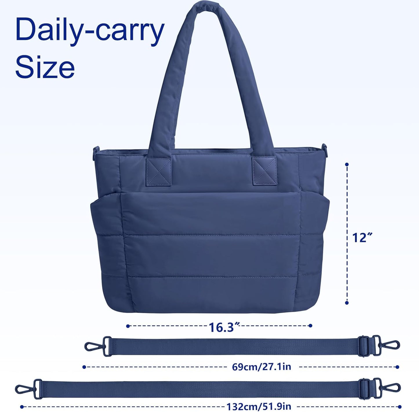 Tote Bag for Women Puffer Tote Bag Large Nurse Bags Shoulder Handbag with Zipper for Work Travel