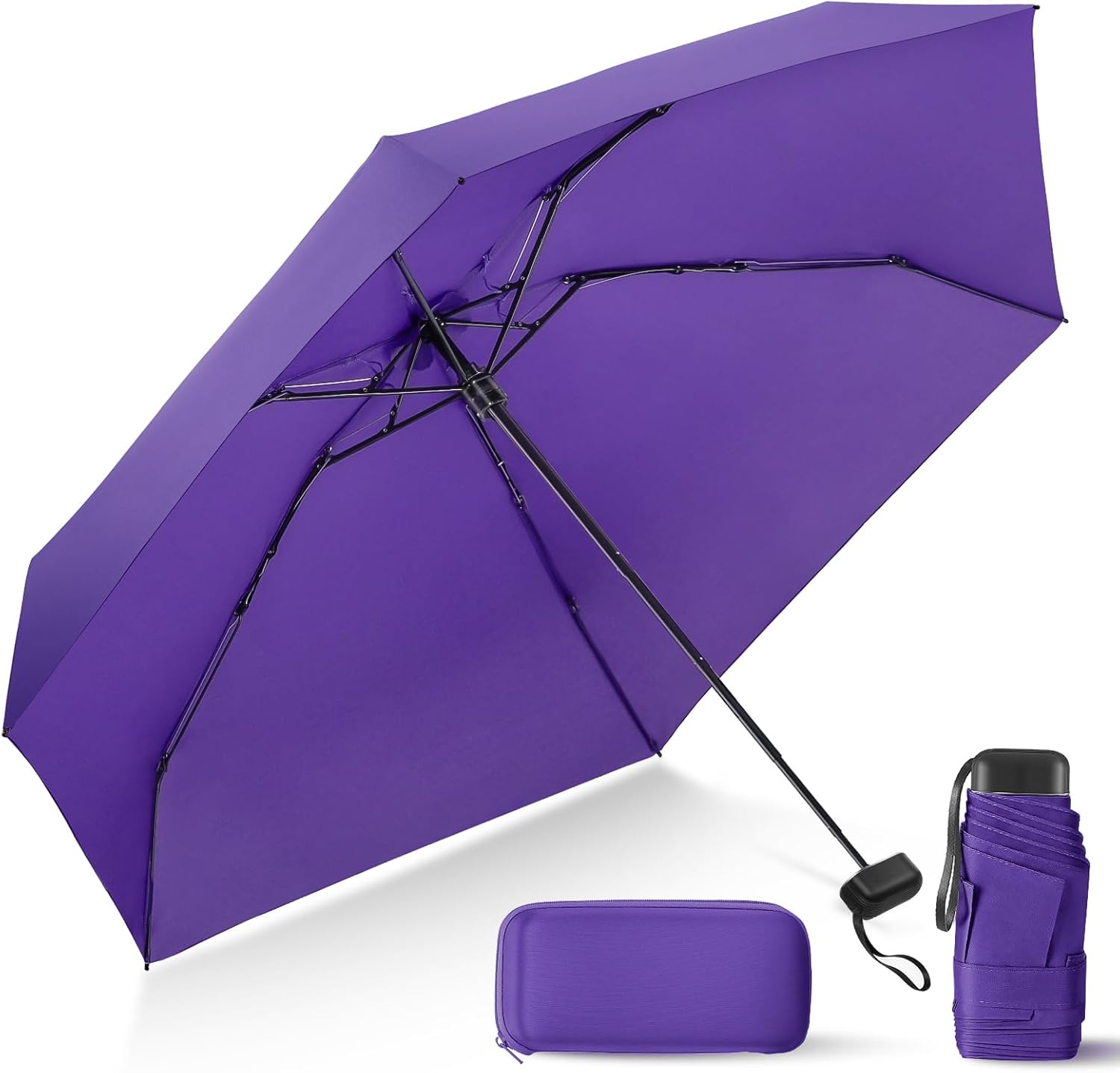 LEAGERA Compact Travel Umbrella with Case - Mini Umbrella for Purse, Small Lightweight &Tiny Design