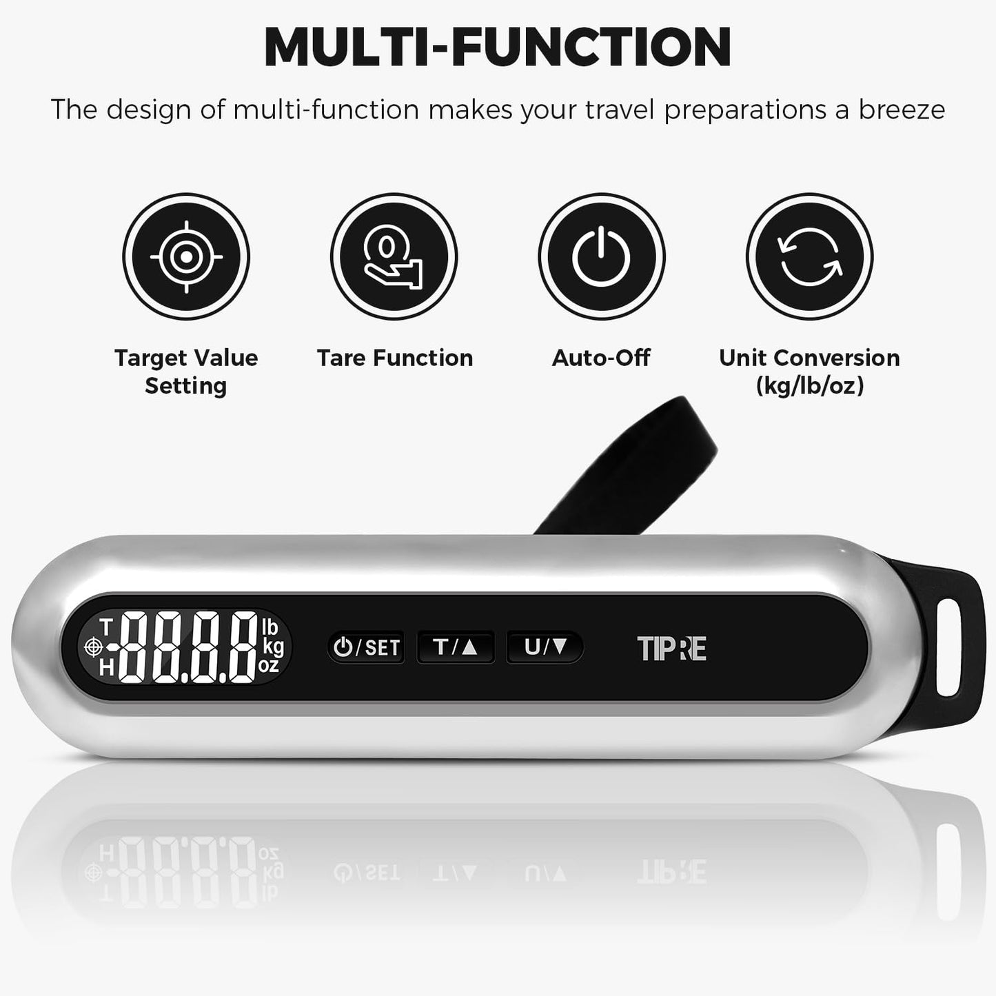 Travel Luggage Scale 110lb Digital Suitcase Scale Portable Weight Scale Handheld Baggage Scale High Precision Stainless Steel Luggage Scale Carry-on Weight Scale Lightweight Travel Tool