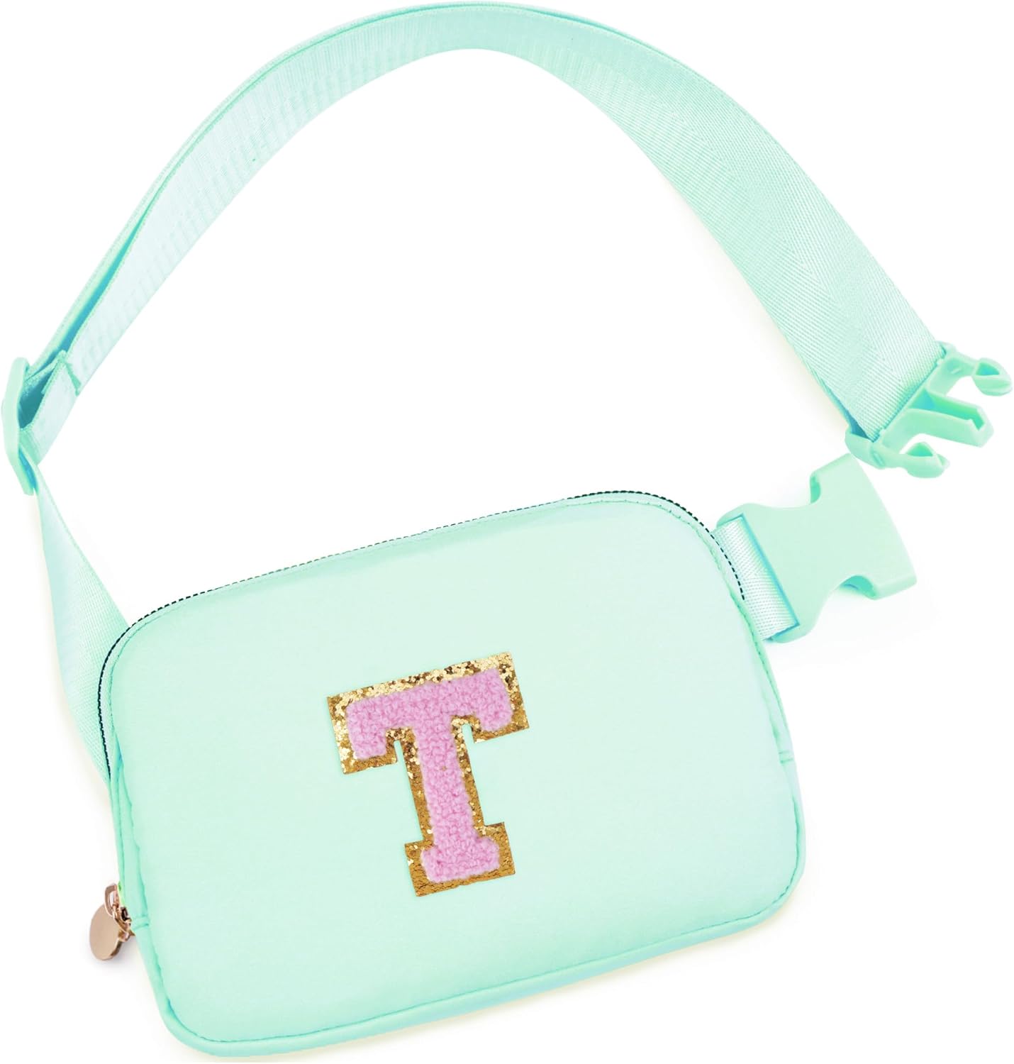 Belt Bag Fanny Pack Crossbody Bags with Initials Letter Patch Cute Stuff Birthday Gifts for Teenager Girls Trendy Stuff for Teens | Light Green,T