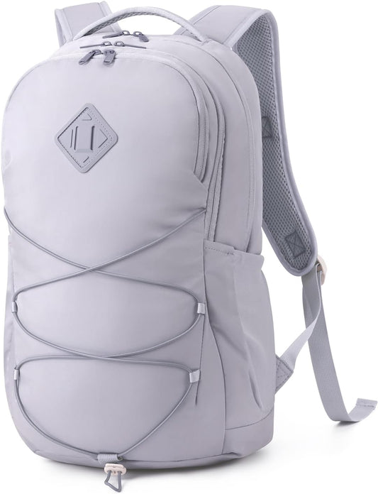 WANDF 15.6-Inch Laptop Backpack for Women, Travel Backpack Water-Resistant Lightweight College Work Backpack (Light Grey)