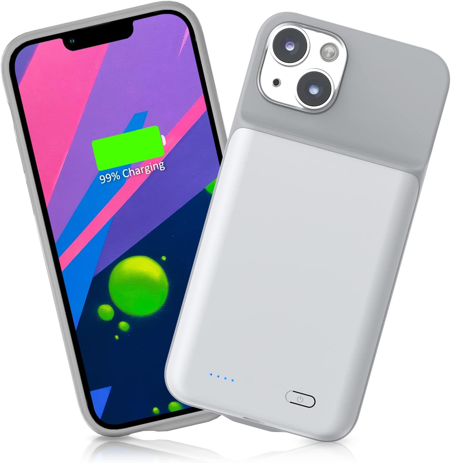 Gladgogo Battery Case for iPhone 13, Real 6000mAh Powerful Smart Charging Case Ultra Slim Rechargable External Battery Pack Compatible with 13, 6.1 inch - White