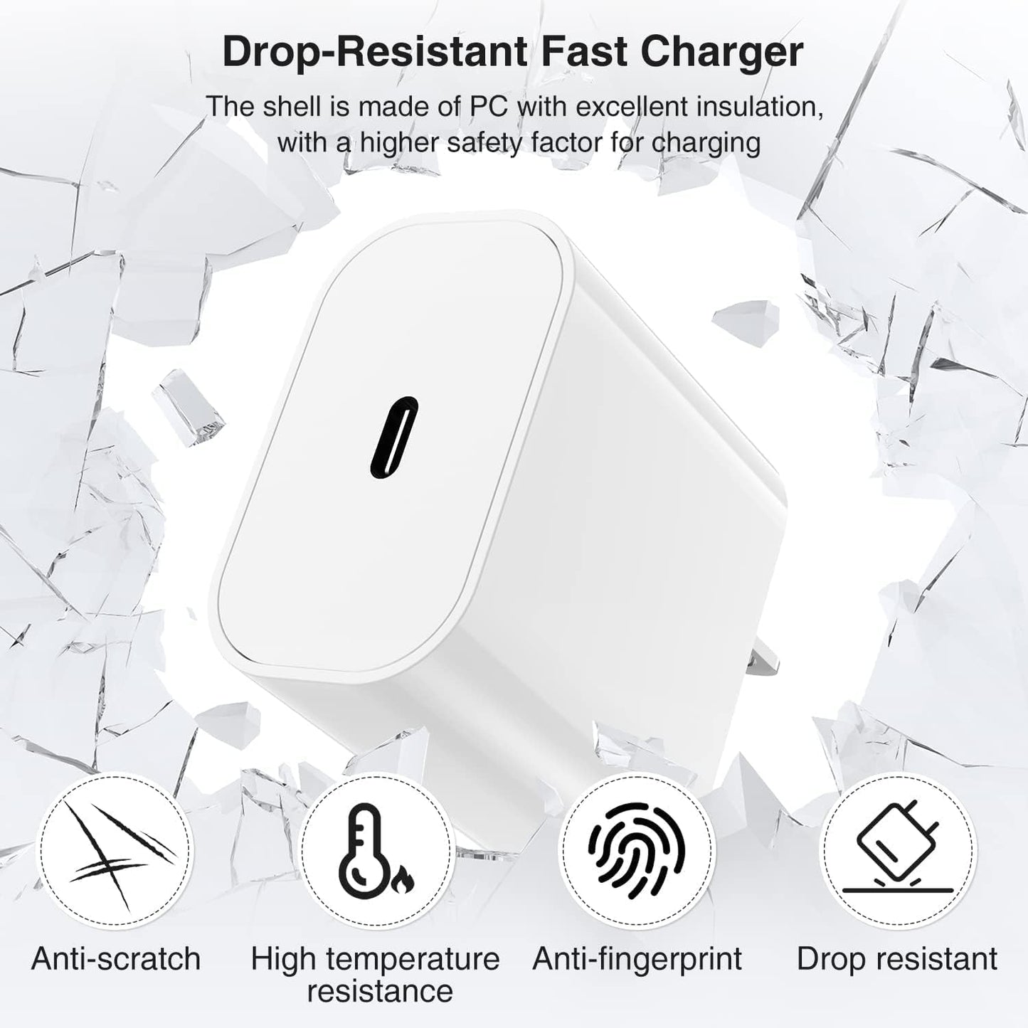 iPhone 17 16 15 Charger Block and 10ft Type C to C Cable Cord Long, 20W USB C Fast Charging Plug for Apple iPhone 17 Pro Max/17 Air/16 Pro Max/16 Plus/15 Pro/15/AirPods/iPad/Mini Wall Cube Brick Box