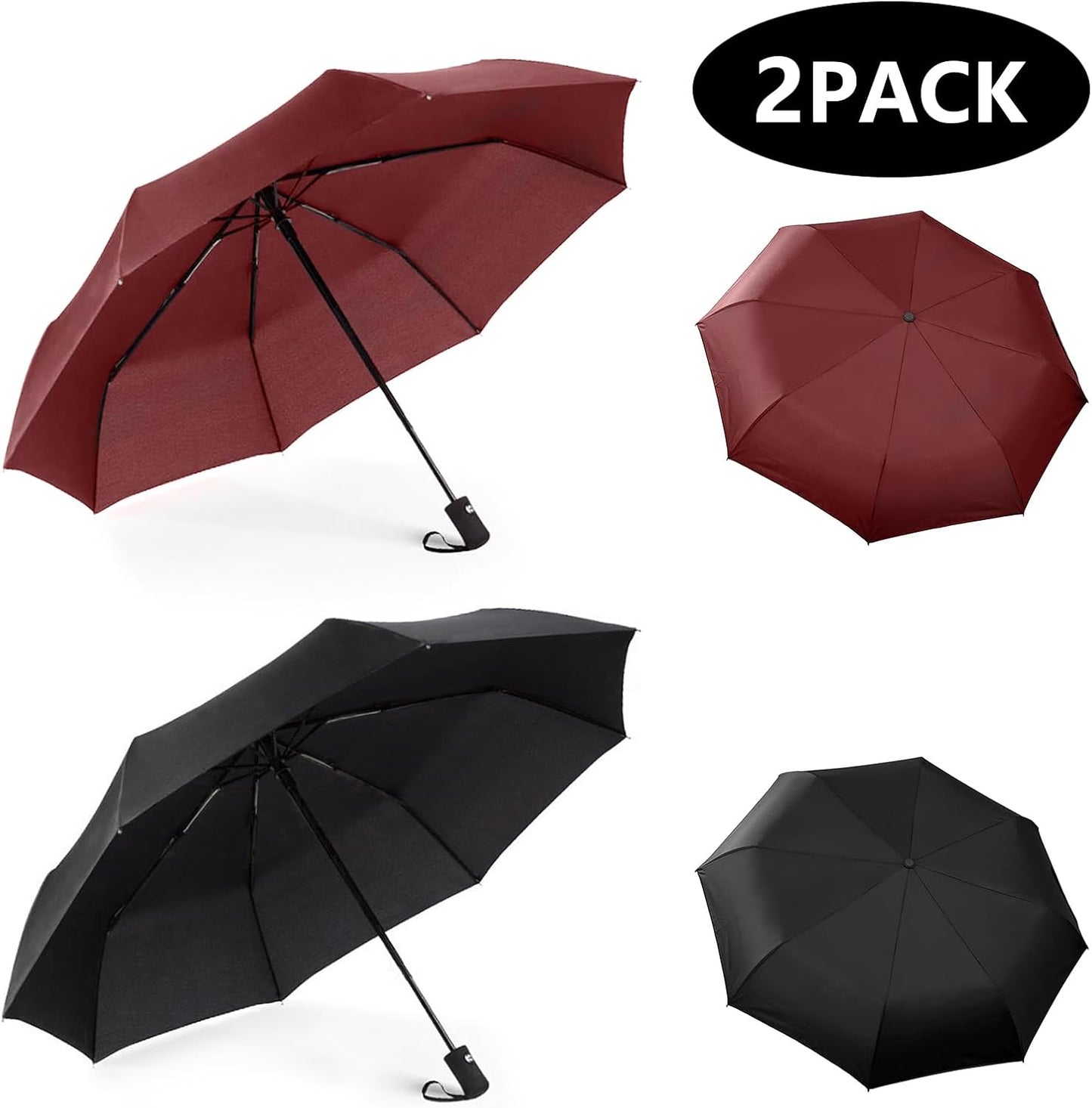 RONIARE 2 Packs Travel Umbrellas for rain Windproof Compact Umbrella Folding Small Strong and
