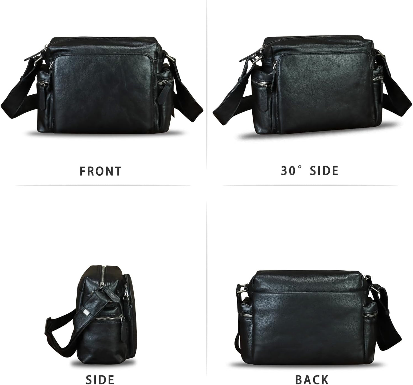 IVTG Genuine Leather Purse and Messenger Bag for Men Fashion Leather Shoulder Bag Briefcase Satchel Crossbody Bags Strap