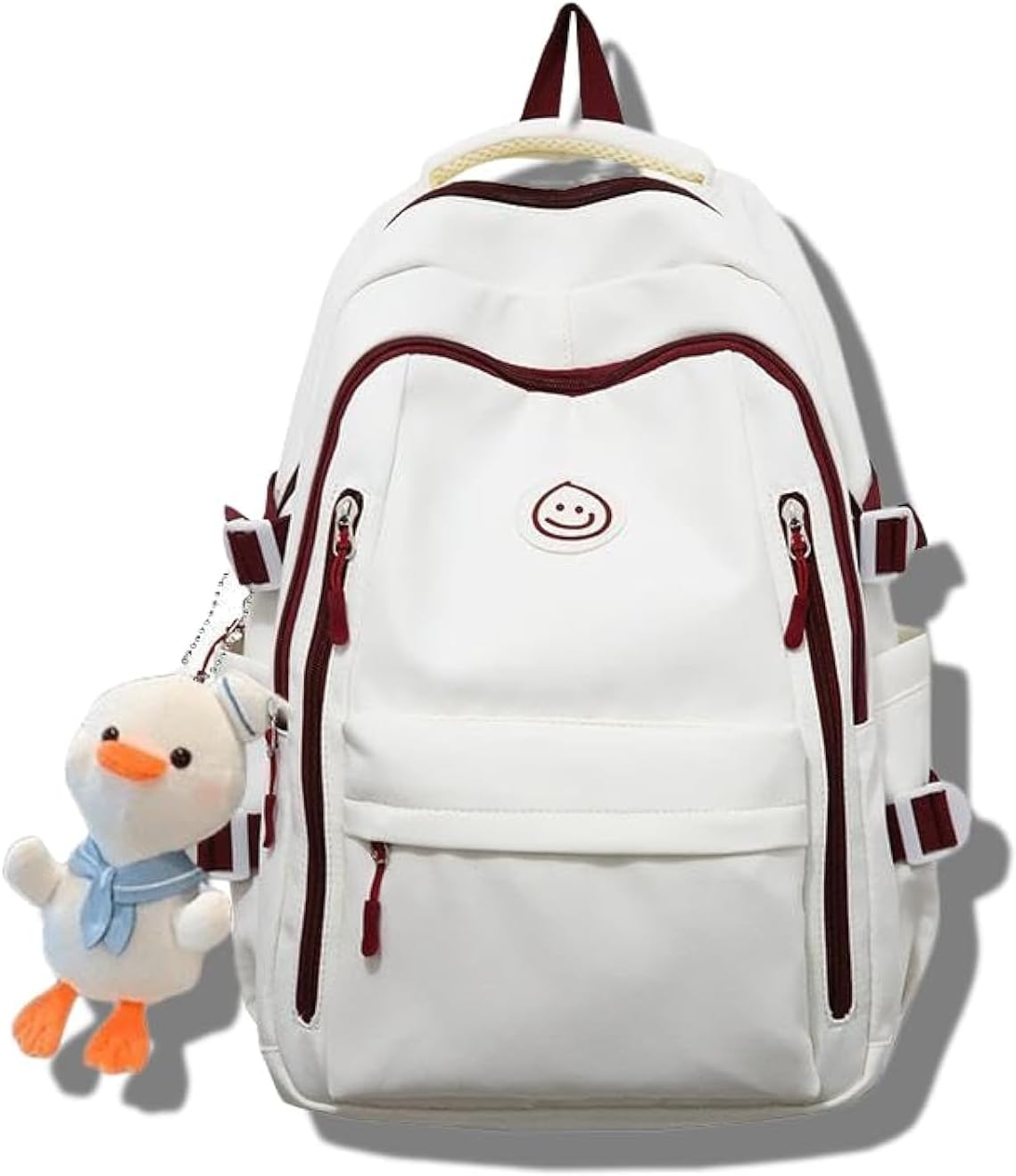 Teclado Kawaii Backpack with Cute Accessories Lightweight Bookbags Laptop Bag Waterproof Casual Travel Daypacks (Red)