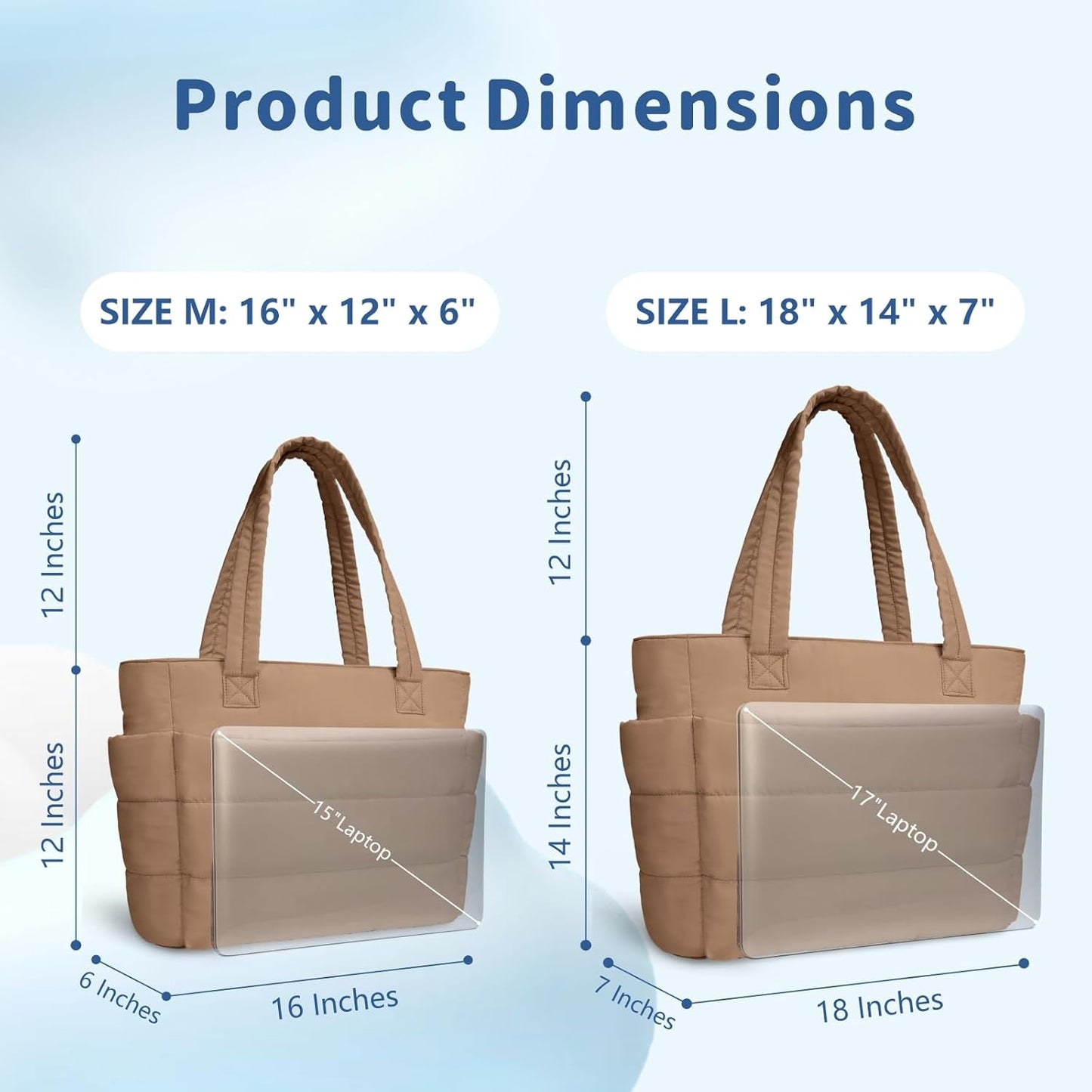 TOPDesign Puffer Tote Bag for Women, Lightweight Puffy Handbag with Compartments, Quilted Shoulder