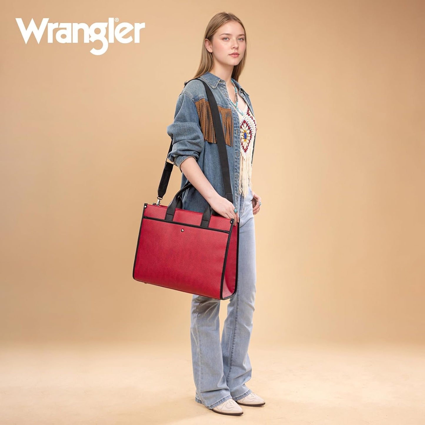 Wrangler Laptop Bag for Women 15.6 Inch Vintage Work Tote Bag for Business Briefcase Handbag with Adjustable Shoulder Strap