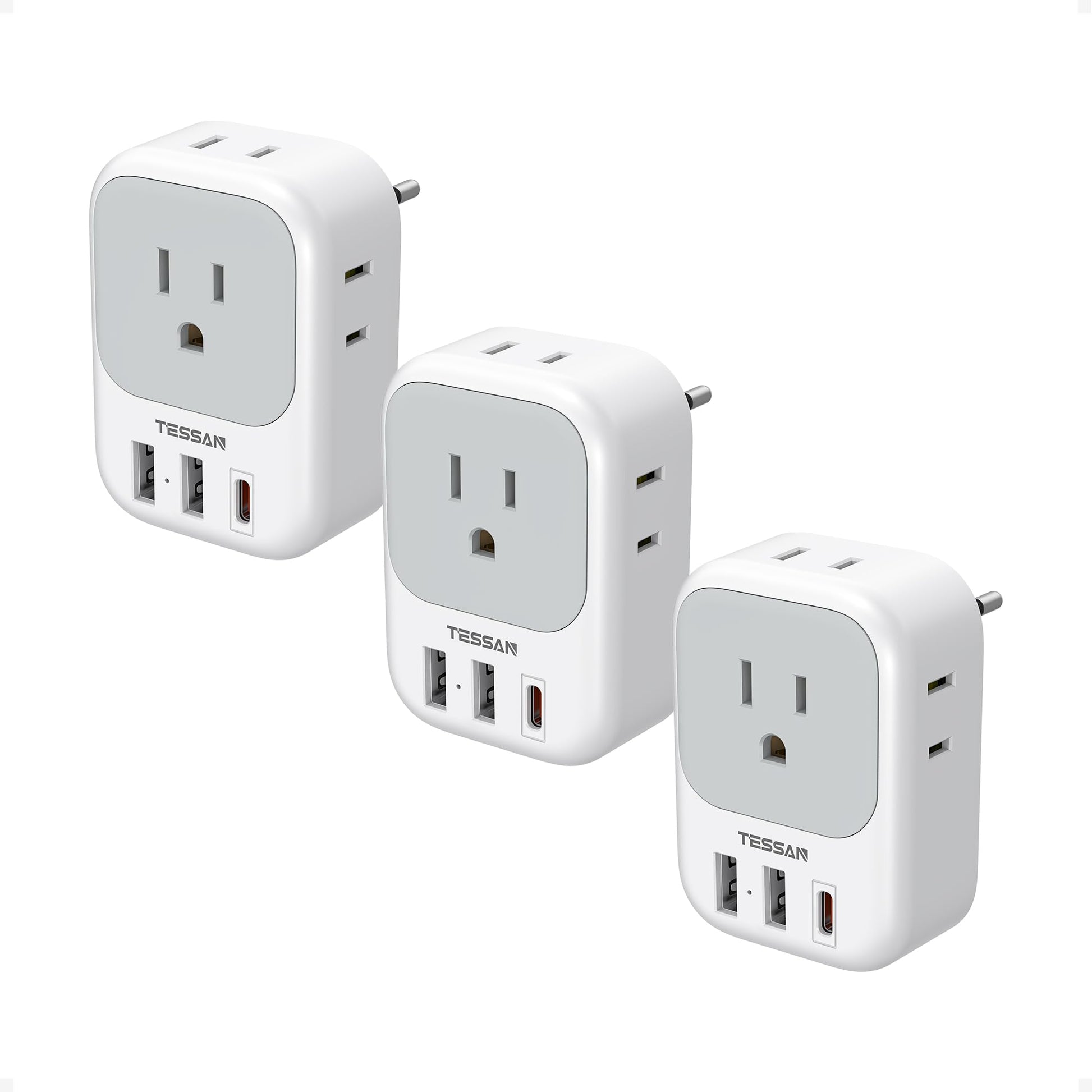 TESSAN European Travel Plug Adapter 3 Pack, US to Europe Plug Adapter