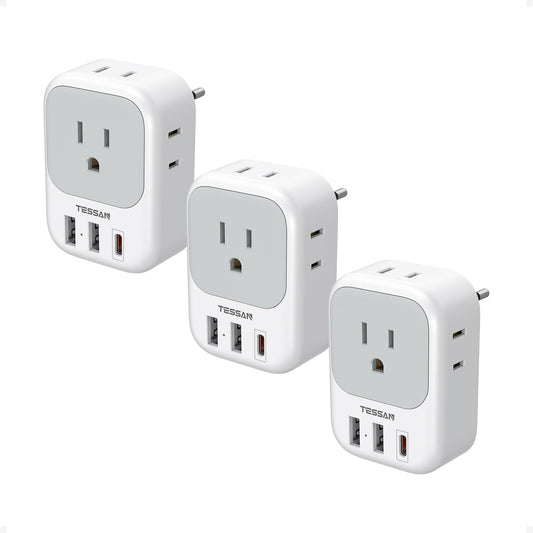 TESSAN European Travel Plug Adapter 3 Pack, US to Europe Plug Adapter