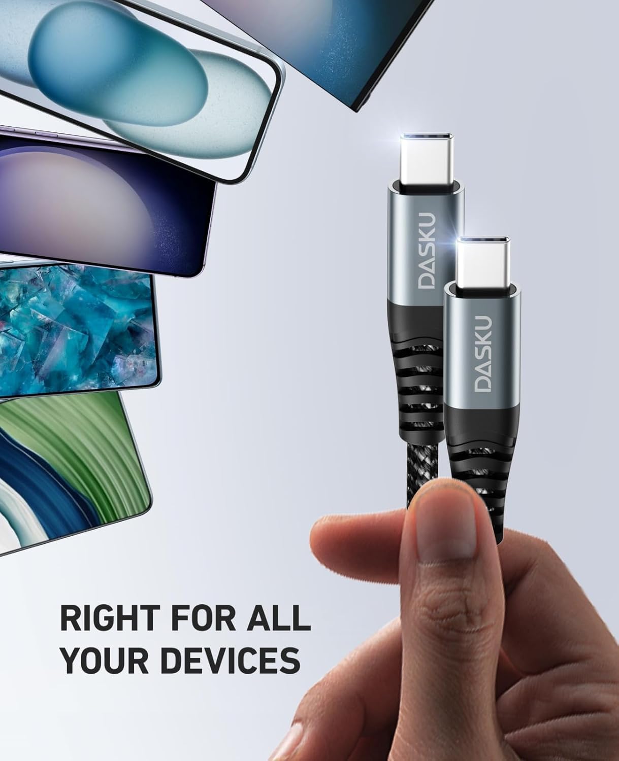 USB C to C Cable 15FT 100W 1Pack, Extra Long USB C Cable Fast Charging,USB C to USB C Cable Durable Braided, USB Type C Cord Compatible with iPhone 17/16/15/Pro Max/Plus/Samsung Galaxy S23/Switch/More