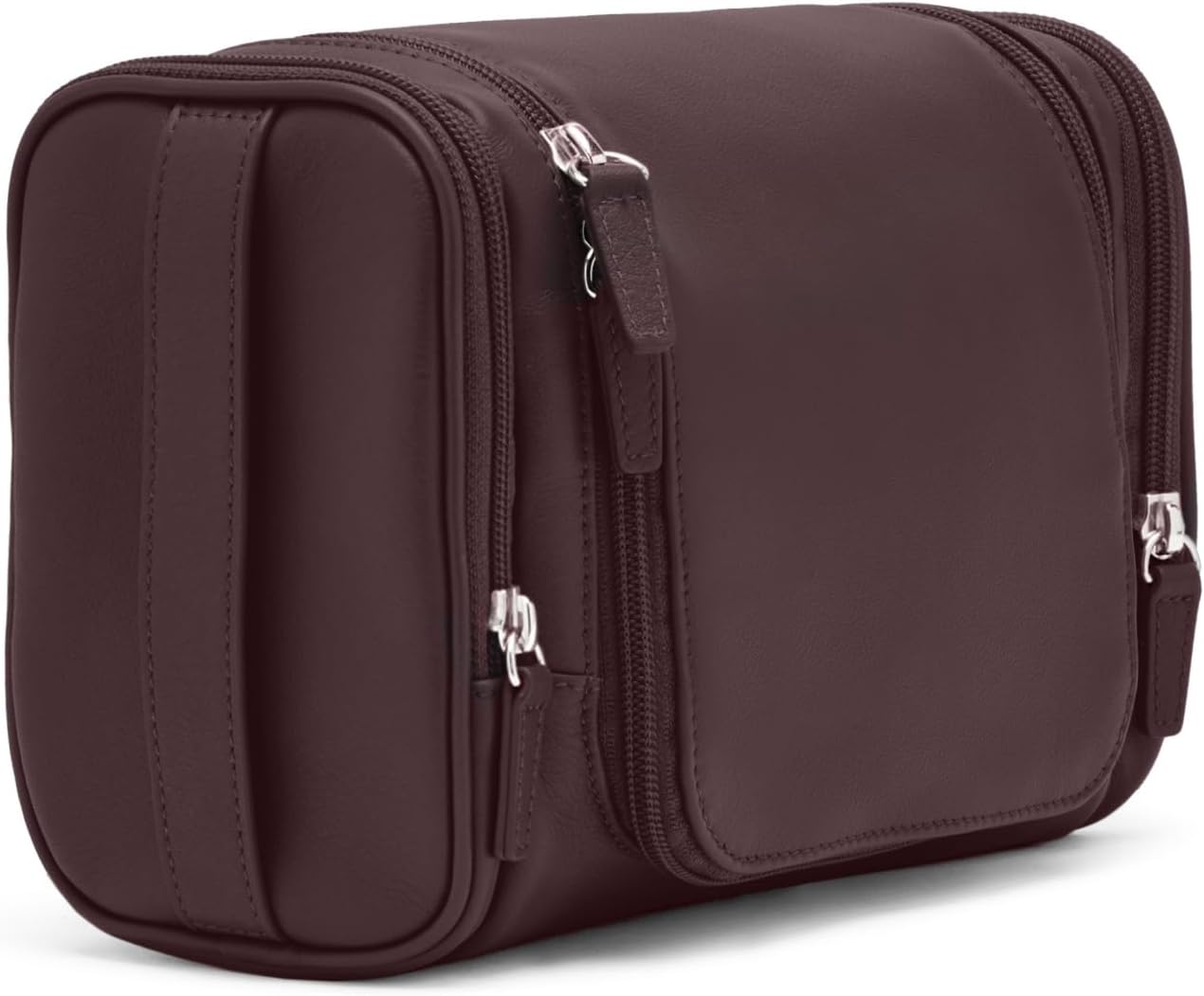 Leatherology Brown Small Hanging Toiletry Kit – Compact Leather Travel Organizer with Interior Zip Pockets, Mesh Pouches & Hanger | Full-Grain Leather Toiletry Bag for Men & Women