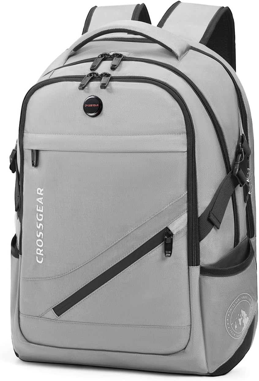 CROSSGEAR Large Travel Backpack Anti-Theft Laptop Bag with Password Lock Water Resistant Bookbag Airline Approved Business Work Computer Bag with USB Charging Port Fit 17.3 Inch Laptops for Men Women