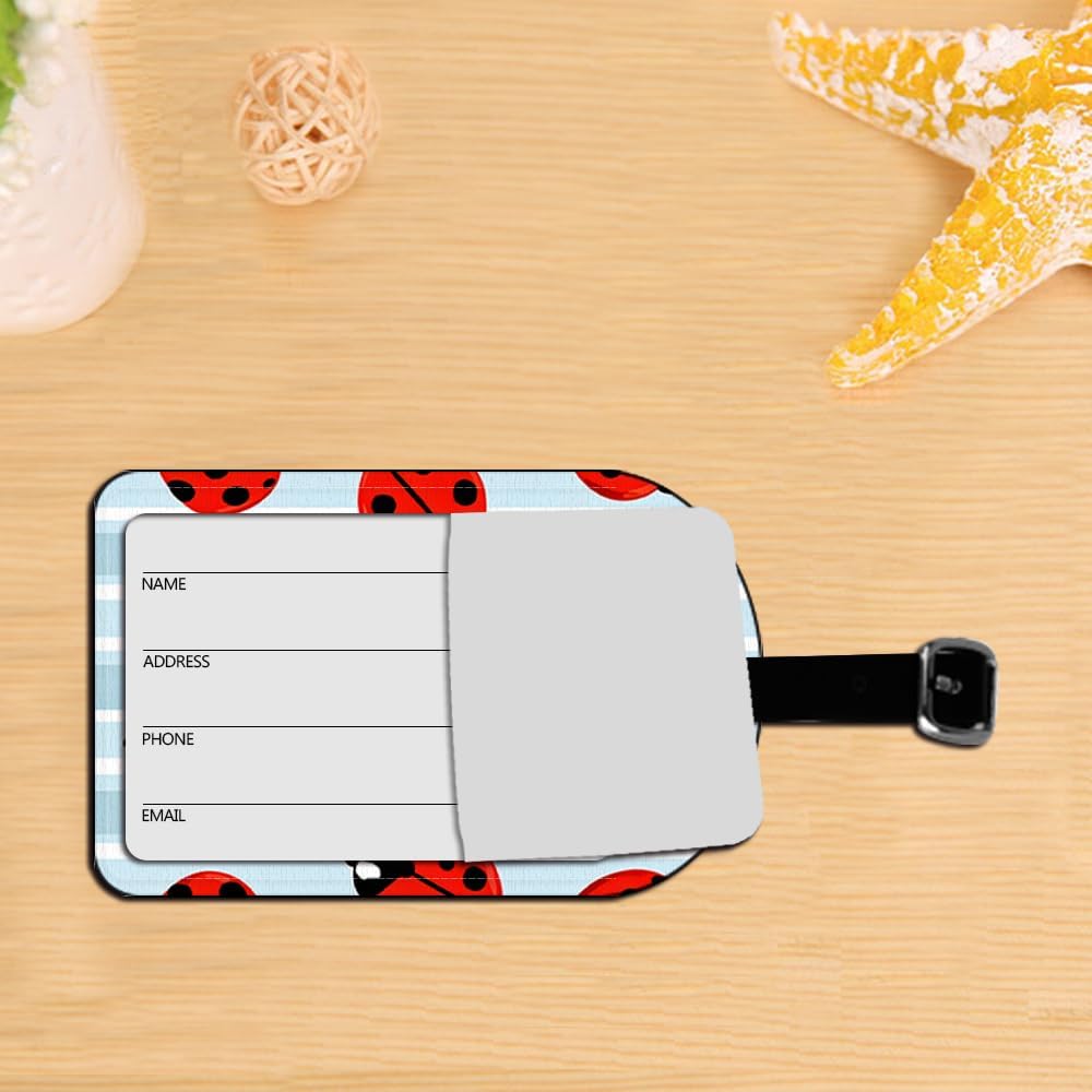 Luggage Suitcase Carry-on ID Tag Ladybugs-Red Black Travel ID Label Leather Baggage Airplane Label - 1 pack