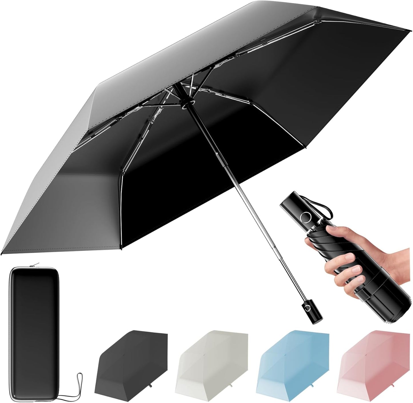 Automatic Mini Travel Windproof Folding Umbrella - UV Protection, Instant Open/Close for Rain/Sun
